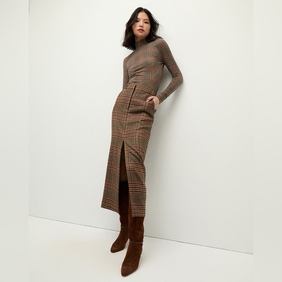 Veronica Beard Dresses & Skirts - Veronica Beard Maxine Italian Wool Skirt Plaid in Camel/Black